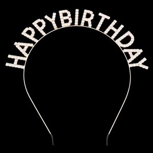 Gold HAPPY BIRTHDAY Rhinestone Crystal Headband Statement Accessory